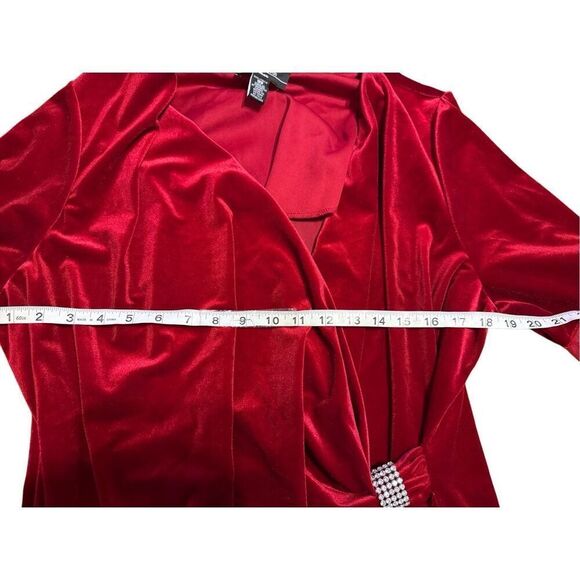 Brand New R&M Richard’s Faux Velvet Mother of the Bride Cocktail Red Dress 18W - Picture 14 of 16